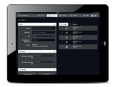 Easy App auf Tablet - Ansicht der Funktion Gebäude- und Raumbeschriftung